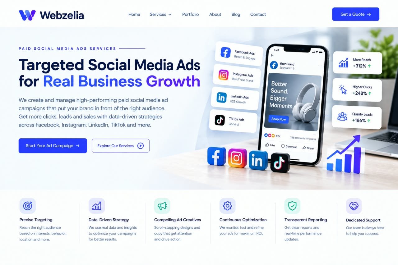 Paid social media advertising campaigns by Webzelia